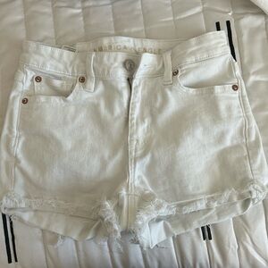 American Eagle Outfitters Women's Frayed White Jean Shorts
